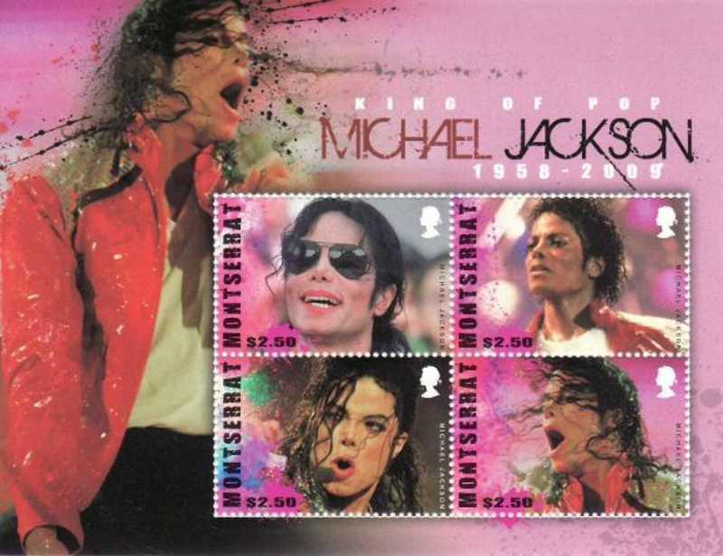 Montserrat 2010 Michael Jackson 4 Stamp  Sheet Scott #1245