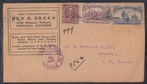 United States - Dec 1909 Chicago, IL Registered Cover to Canada
