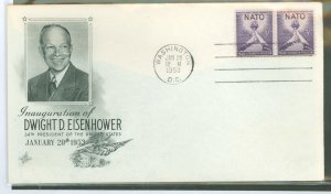 US 1008 1953 Dwight Eisenhower First Inauguration, uaddressed with an Art Craft Cachet