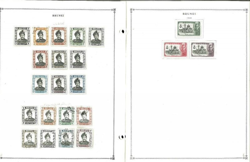 Brunei 1906-1992 MNH, LH & U in Mounts on Scott International Pages