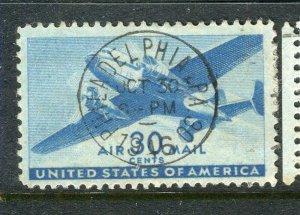 USA; 1941 early AIRMAIL issue fine used hinged 30c. value