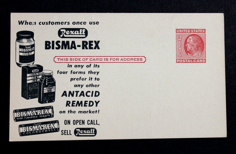 US #UX38 Postal Card Preprinted Advertising Bisma-Rex