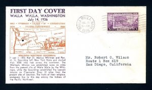 # 783 First Day Cover with State cachet Walla Walla, Washington - 7-14-1936