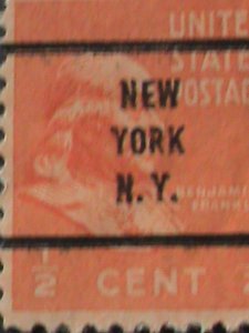 ​UNITED STATES-1938 SC#803c -ERROR-? 84 YEARS OLD-FRANKLIN-RARE PRECANCEL VF