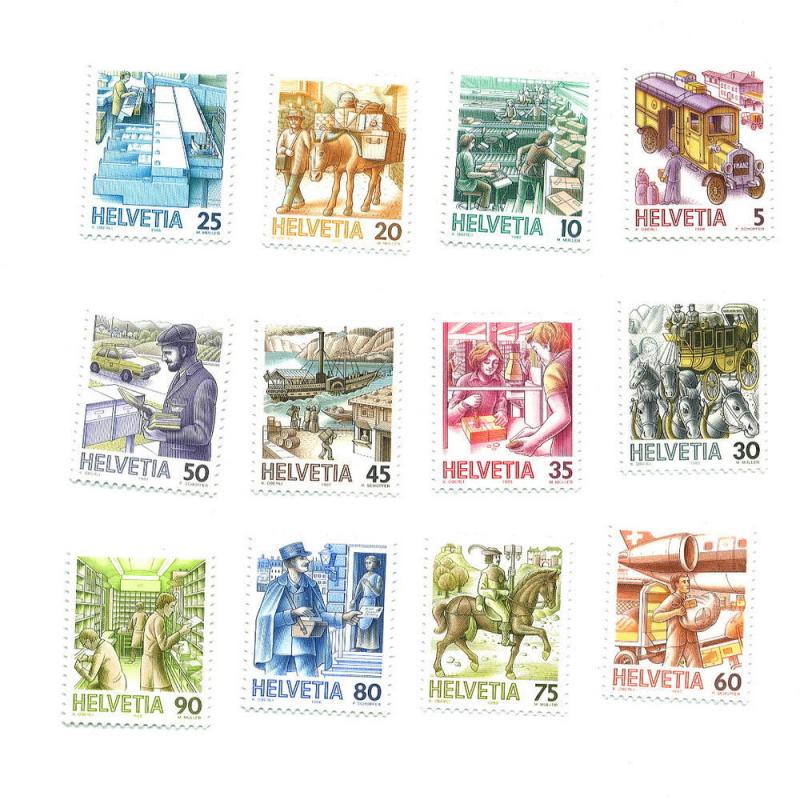 Switzerland-Scott's # 779-790 Mail Distribution - M NH