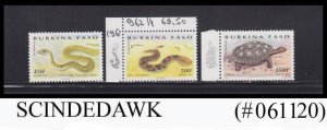 BURKINA FASO - 1995 REPTILES / SNAKES 3V MNH