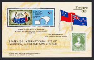 Samoa Flags ZEAPEX '80 Friendship Treaty MS 1980 MNH SC#533 SG#MS573