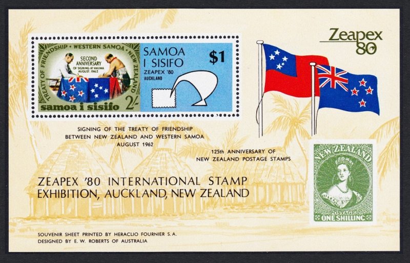 Samoa ZEAPEX '80 Friendship Treaty MS 1980 MNH SC#533 SG#MS573