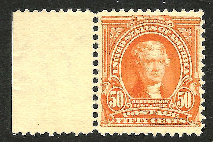 US #310 ~ Mint-VLH OG 1908 D/L Wmk 50c  Perf 12 ...Free Shipping!!