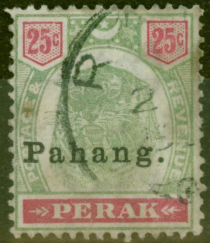 PAHANG 1898 25c VERT & CARMIN SG20 Bon d'Occasion