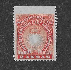 British East Africa Sc #16 2annas red orange imperf at top variety OG VF