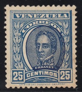 Venezuela 1911 25c Deep Blue Vignette Shift Error MNG. Scott 253