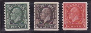 Canada-Sc#205-7- id9-unused hinged og KGV Medallion coil set-1933-      