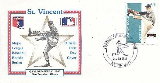 ST. VINCENT 1989 BASEBALL GAYLORD PERRY GIANTS FDC