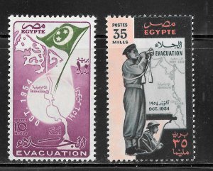 Egypt Scott 373-74 Unused LHOG - 1954 Suez Canal Zone Evacuation - SCV $1.30