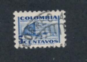 Colombia 1952 Scott 601 used - 5c, Communications building