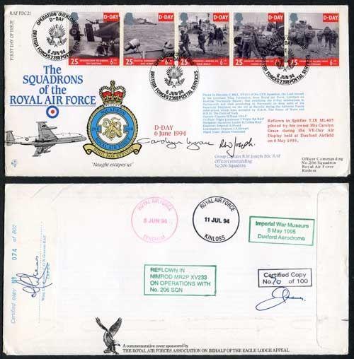 RAFFDC21 Squadrons of RAF D-Day Signed by R.W. Joseph & Mrs Caroline Grace