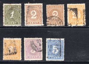 Netherlands Indies #17, 18, 18a, 19, 19a, 20, 22   VF Used, CV $4.20... 4220018