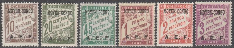 Middle Congo #J2-3, J6, J9-11  F-VF Unused CV $14.20 (A13528)