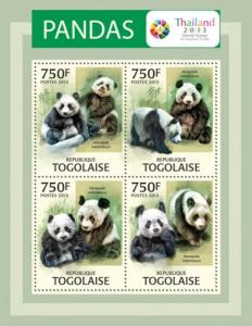 TOGO 2013 SHEET PANDA BEARS WILDLIFE tg13317a