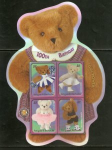 Antigua & Barbuda 2002 Teddy Bear Centenary Girl Power Odd Shaped M/s Sc 2585 MN