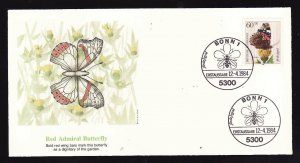 Flora & Fauna of the World #48b-Insects FDC-Red Admiral Butterfly-Germany-single