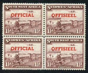 South West Africa SGO25/O25a 1 1/2d Official Bottom Pair Opts Transposed Cat 10