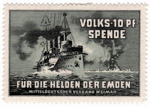 (I.B) Germany (Great War) Cinderella : For The Heroes of The Emden 10pf