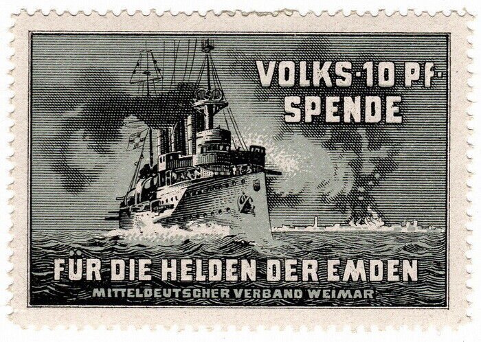 (I.B) Germany (Great War) Cinderella : For The Heroes of The Emden 10pf