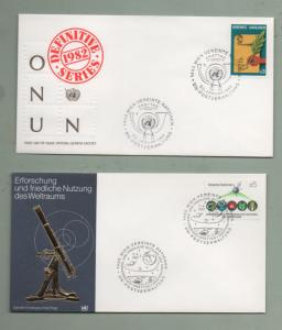 UN Vienna Scott# 24-29 & UX1-UX2  1982 FDC  (10 First Day Covers)