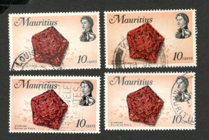 Mauritius- 4 used stamps, 10 cents-fauna- Commonwealth Issue