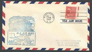 1949 COVER PREXY 6c SOLE USAGE W/ELECTRIC EYE SELVAGE ON AIRMAIL COVER