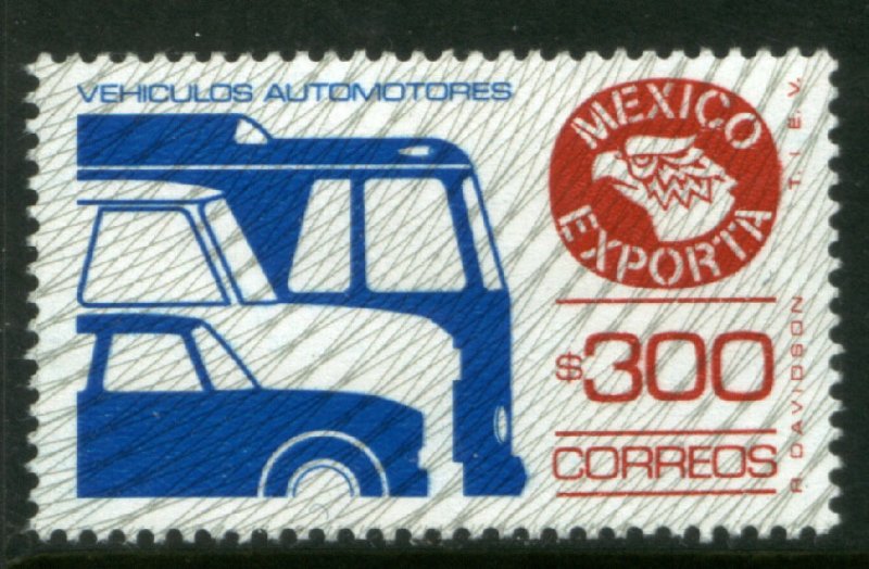 MEXICO Exporta 1136, $300P Cars/Buses Fluor Paper 6 W/BURELAGE. MINT, NH. VF.