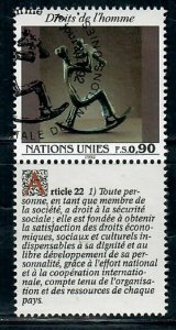 United Nations Geneva #225 Human Rights Article 22 used single w/ French label