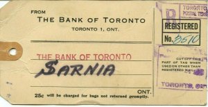 11 x $1.00 Fish stamps + 2c meter Registered bank tag 1951,  cover Canada