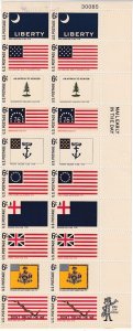 Sc# 1345/ 1354 U.S. 1968 Historic Flags 6¢ plate / zip block of 20 MNH CV $6.75