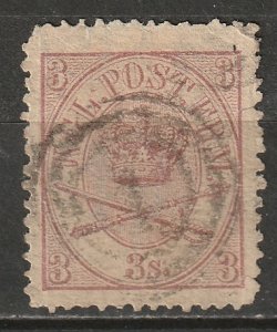 Denmark 1865 Sc 12 used ring 1 cancel