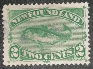 Newfoundland 2 cents yellowish green 1880 MH Michel 32a