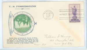 US 799 1937 3c Hawaii on an addressed FDC with a Grandy cachet.