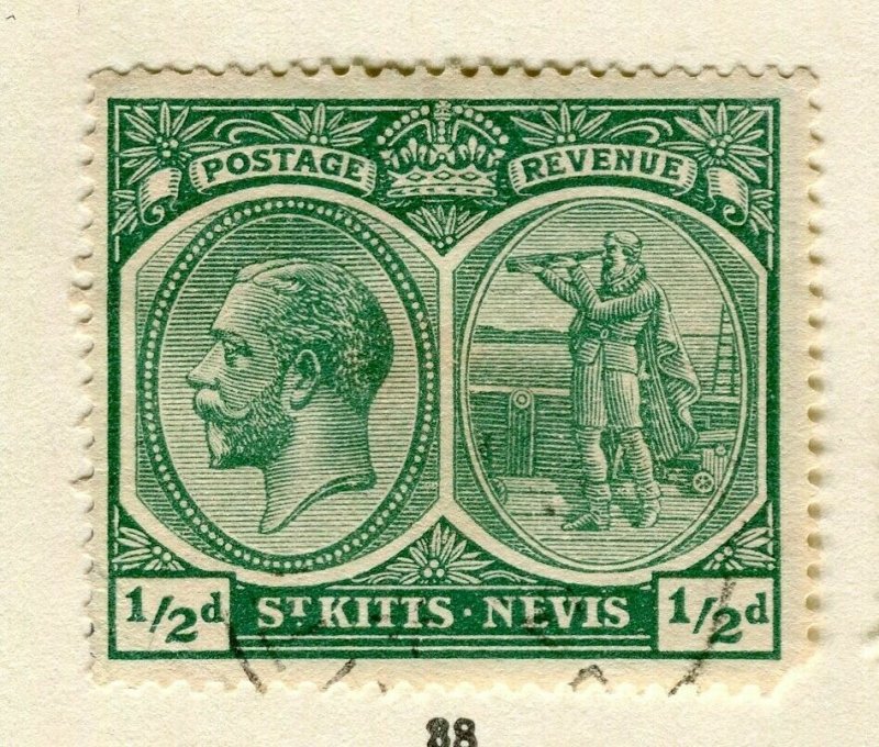 ST.KITTS; 1921 early GV issue fine used Columbus issue 1/2d. value 