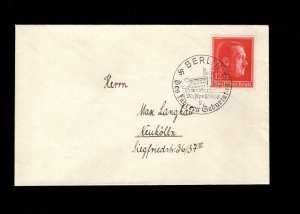 Germany Hitler Birthday April 20 Stamp & Cancel 1 DAY ONLY 4 Berlin 1938 Cover 4