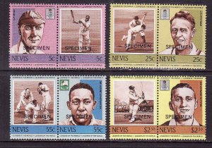 Nevis-Scott#383-90-Unused NH specimen set-Sports-Cricket1