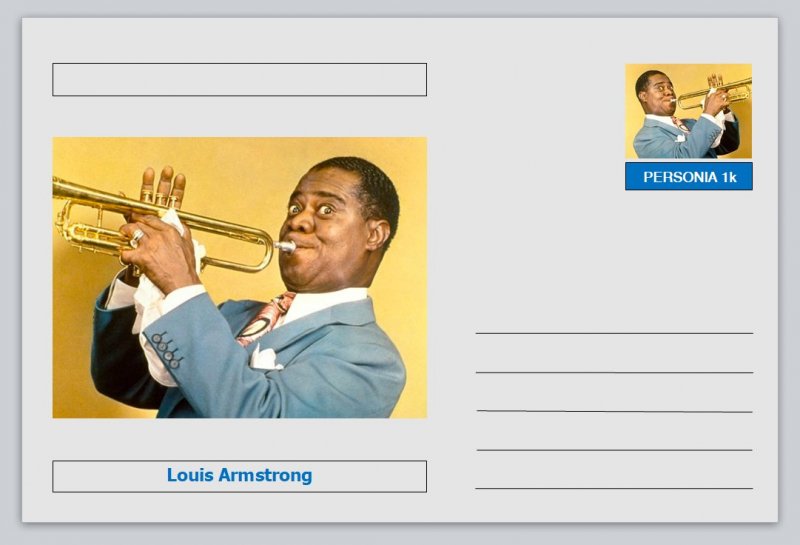 Personalities - souvenir postcard - Louis Armstrong music jazz #2