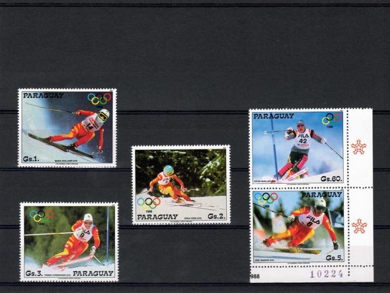 Paraguay 1987 CALGARY OLYMPIC 1988 set (5) Perforated Mint (NH)