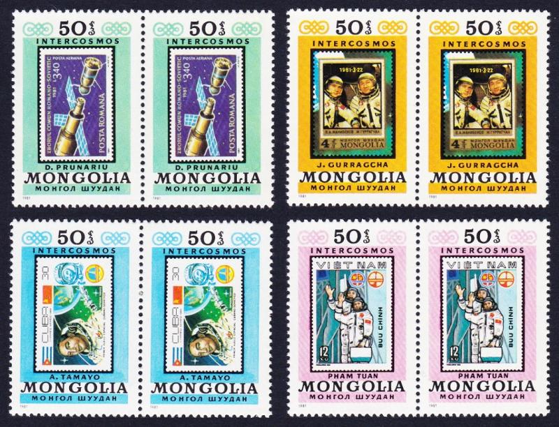 Mongolia 'Interkosmos' Space Programme 4v PAIRS RARR SG#1422-1429 SC#1232