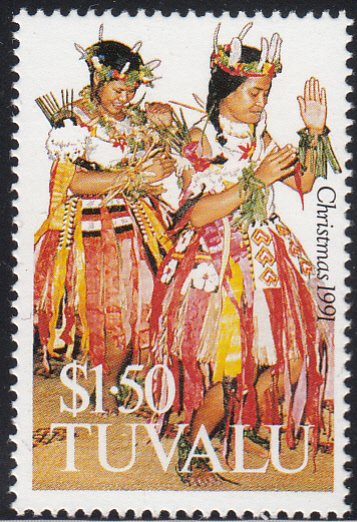 Tuvalu 1991 MNH Sc #585 $1.50 Traditional dance costume - Christmas