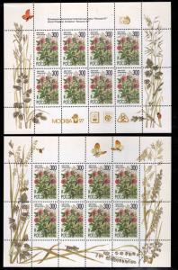 Russia Scott 6261a-b MNH** Flower souvenir sheet