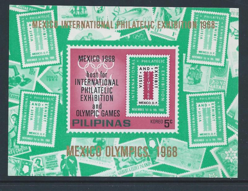 Philippines #MICHEL XXIV BL III NH Summer Olympics, Mexico 1968, EFI Mex. Phi...