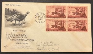 WILDLIFE CONSERVATION #1077 MAY 5 1956 FOND DU LAC WI FIRST DAY COVER (FDC) BX6