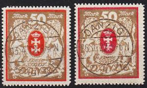 GERMANY REICH Danzig [1922] MiNr 0100 xa,xb ( O/used ) [01]